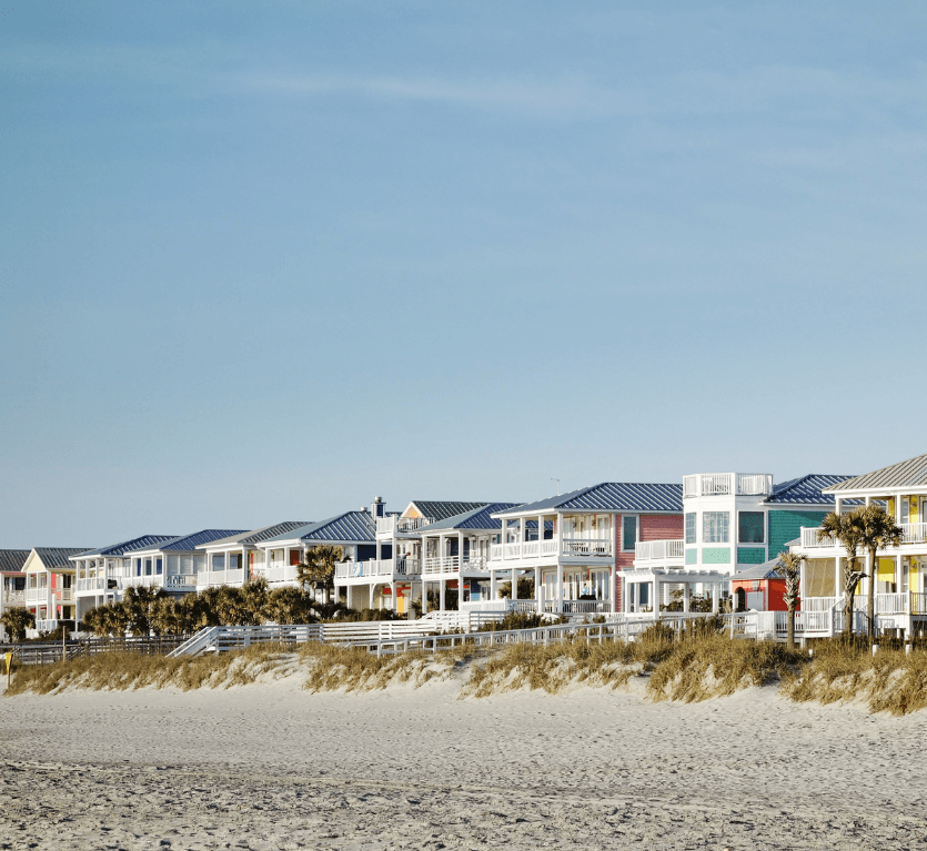 Colorful beach houses along the Wilmington coast